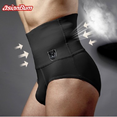 Free shipping Asianbum men's briefs waist abdomen with a closed belly fat burning shapewear White Black color