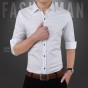 2017 New Spring Dot Casual Men Shirts Cotton Dress Shirt business formal Print Camisa Social Shirts Man Clothes Big Size 520