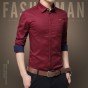 Mens dress shirts classic fit Slim Cotton Shirts Social shirt camisa social masculina big size Black shirt camisa masculina 841