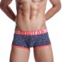 SEOBEAN Men's snowflake print boxer underwear Cotton low-waist sexy slim shorts Blue White