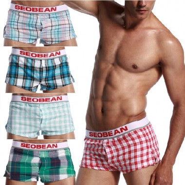 SEOBEAN men's cotton boxer underwear lounge shorts pajama home pants