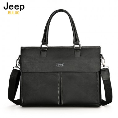 Men Briefcases Jeep Brand Business Cow Split Leather Handbag For 14 inch Laptop bags Man Travel Briefcase Tote Bag A4 Files 8666